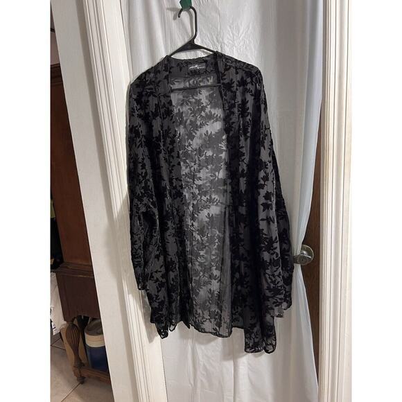 On Twelfth Black Velvet Floral Long Line Duster Size Xl whimsy goth - Picture 1 of 7